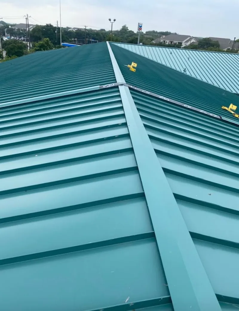 Green commercial metal roof ridge and valley for Metal Roof Repair in Green Lake